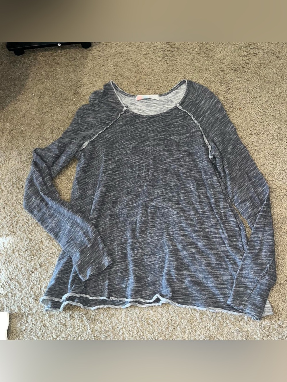 Free People Gray Marled Long Sleeve Tee